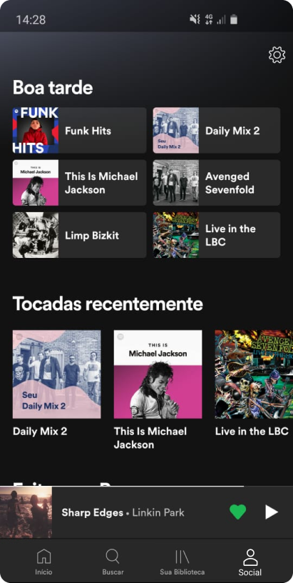 Spotify Social — Home Screen