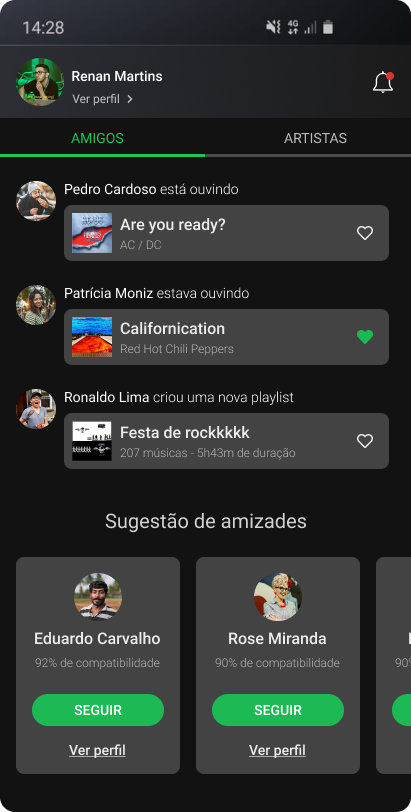 Spotify Social — Friends Feed